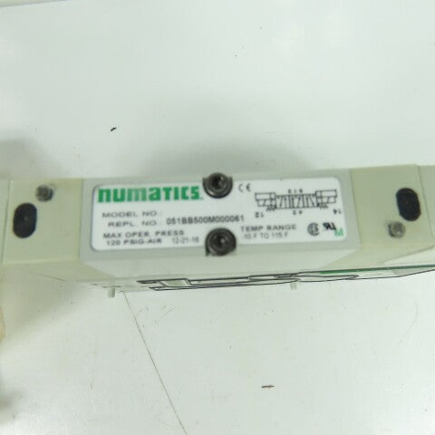 Numatics 051BB500M000061 Solenoid Valve W/ Manifold Block 24VDC 120 PSIG NEW