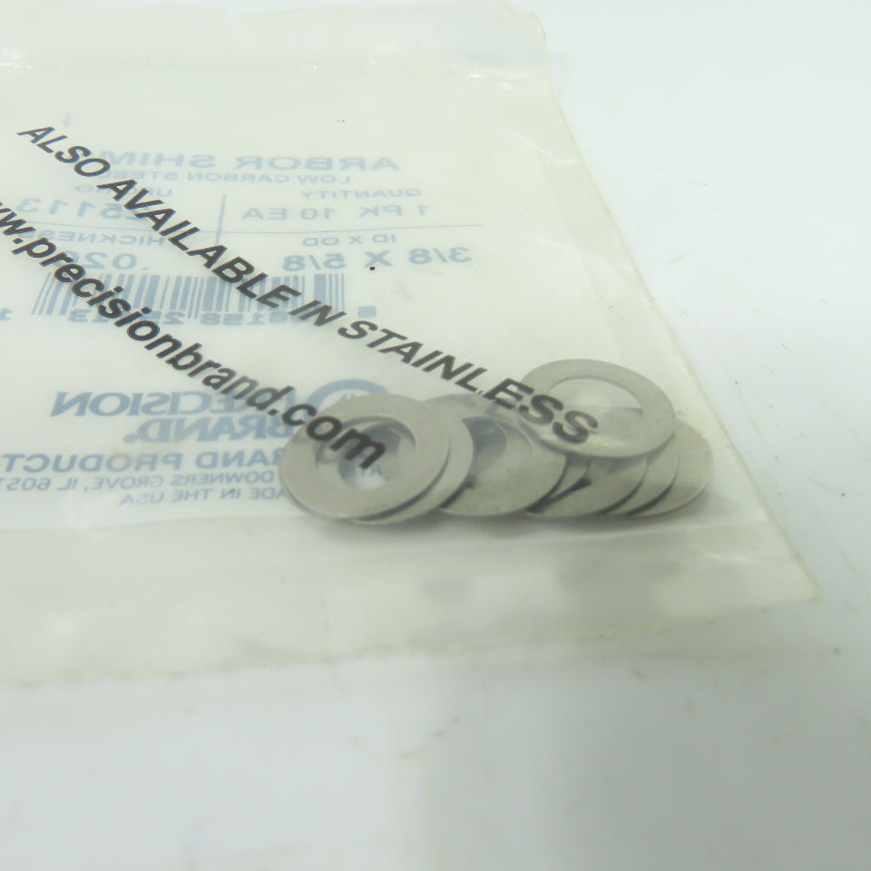 Precision 25113 Arbor Shims 3/8" ID x 5/8" OD x 0.020" Low Carbon Steel Lot/20