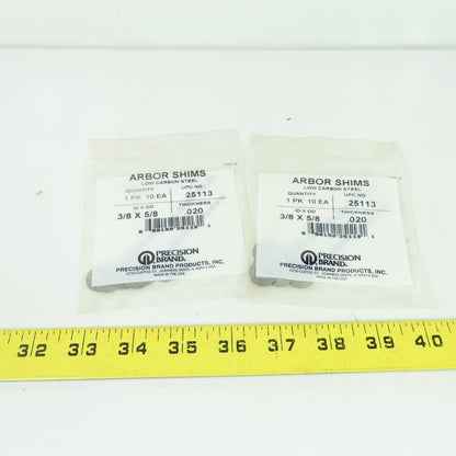 Precision 25113 Arbor Shims 3/8" ID x 5/8" OD x 0.020" Low Carbon Steel Lot/20