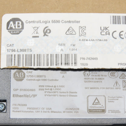 Allen-Bradley 742449 1756-L908TS ControlLogix 5590 Controller Ser A FW 1.014