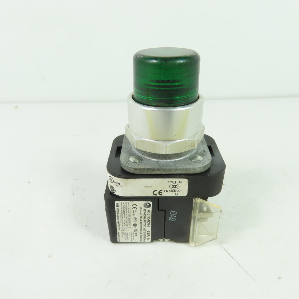 Allen-Bradley 800T-QBH2G Green Momentary Contact PushButton 12-130V W/800TC-N374