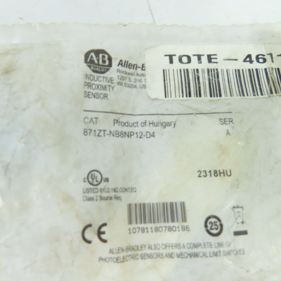 Allen-Bradley 871ZT-NB8NP12-D4 Inductive Proximity Sensor Ser A NEW