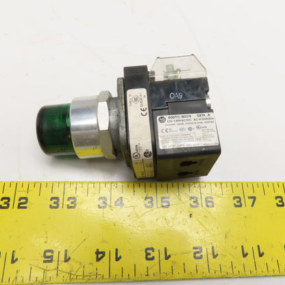 Allen-Bradley 800T-QBH2G Green Momentary Contact Illuminated Switch 12-130VAC/DC