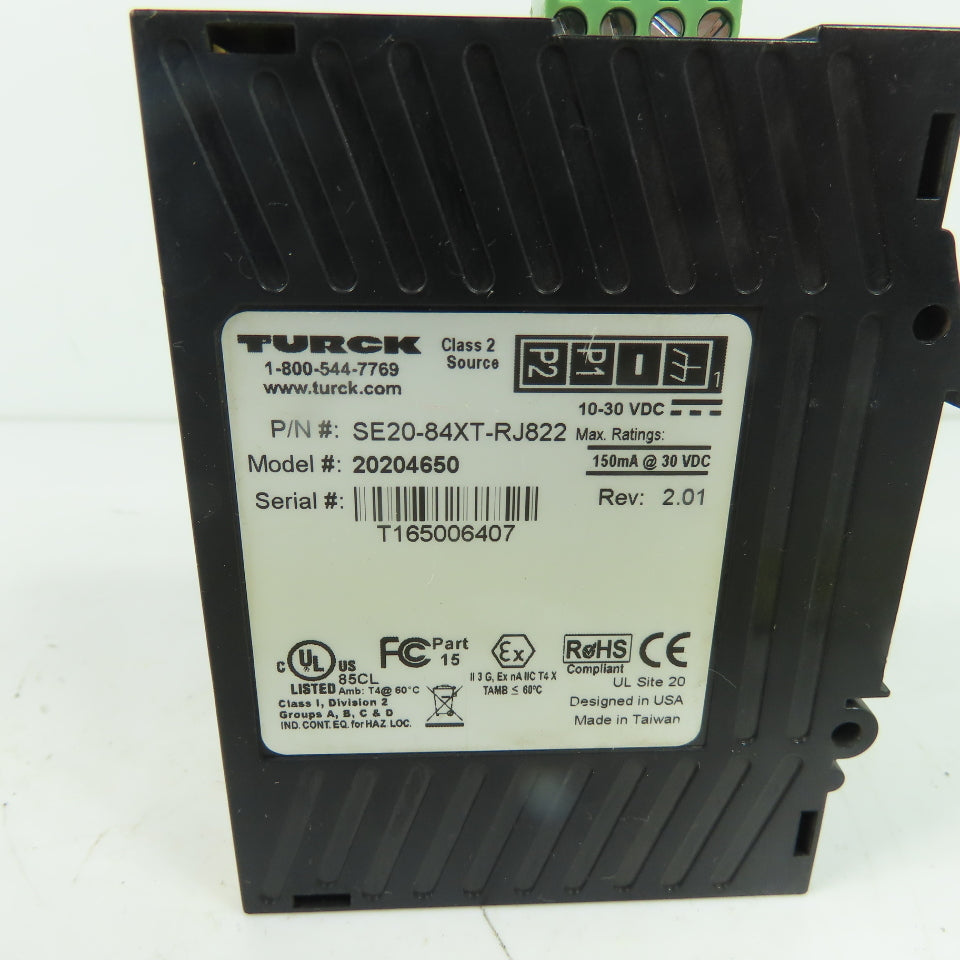 Turck SE20-84XT-RJ822 8-Port Unmanaged Ethernet Switch 10-30VDC 10/100 Mbps