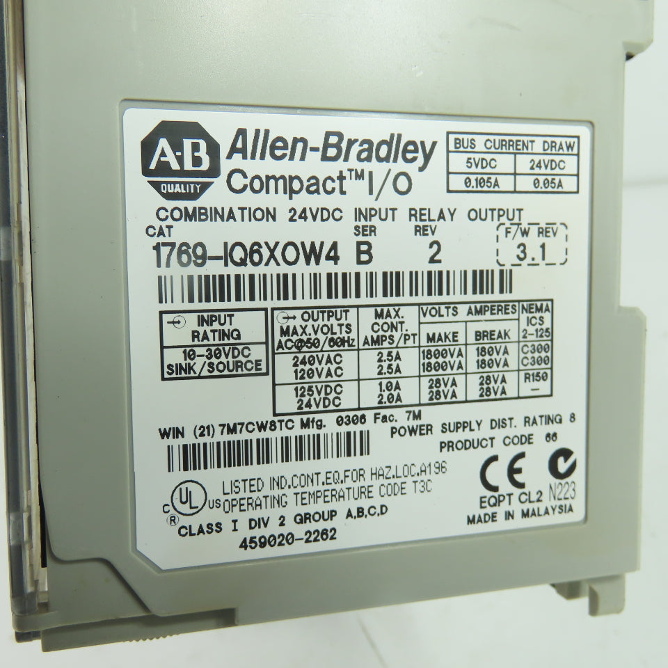 Allen-Bradley 1769-IQ6XOW4 Compact I/O Combination 24VDC Ser B Rev 2 F/W Rev 3.1