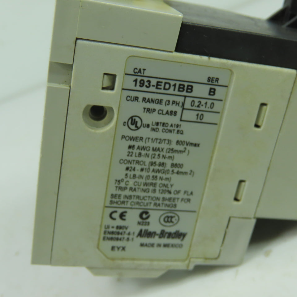 Allen-Bradley 193-ED1BB E1 Plus Electronic Overload Relay 0.2-1.0A 3Ph 600VAC