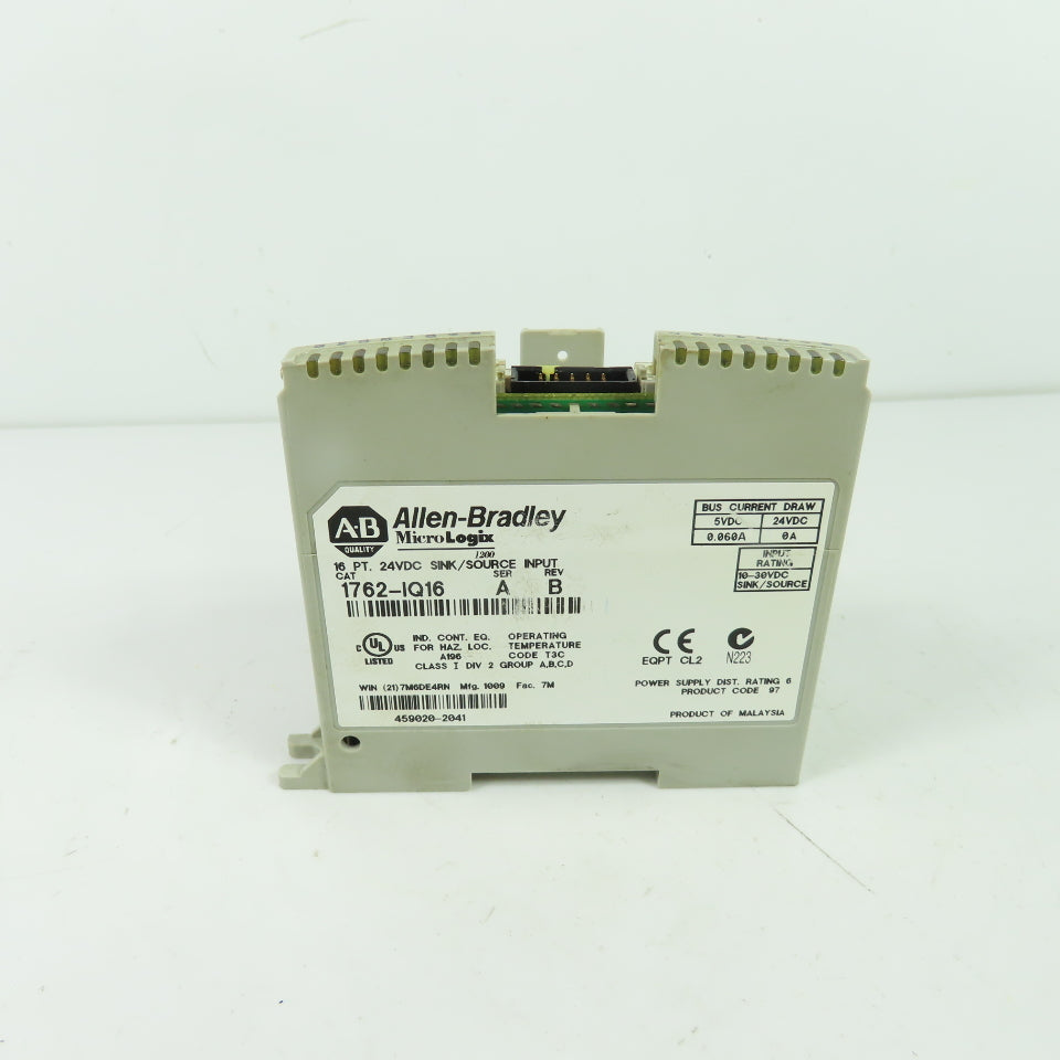 Allen-Bradley 1762-IQ16 Ser A Rev B Micrologix 16 PT 24VDC Sink/Source Input
