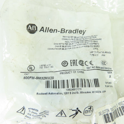 Allen-Bradley 800FM-SM32MX20 3-Position Maintained Selector Switch Black Ser A