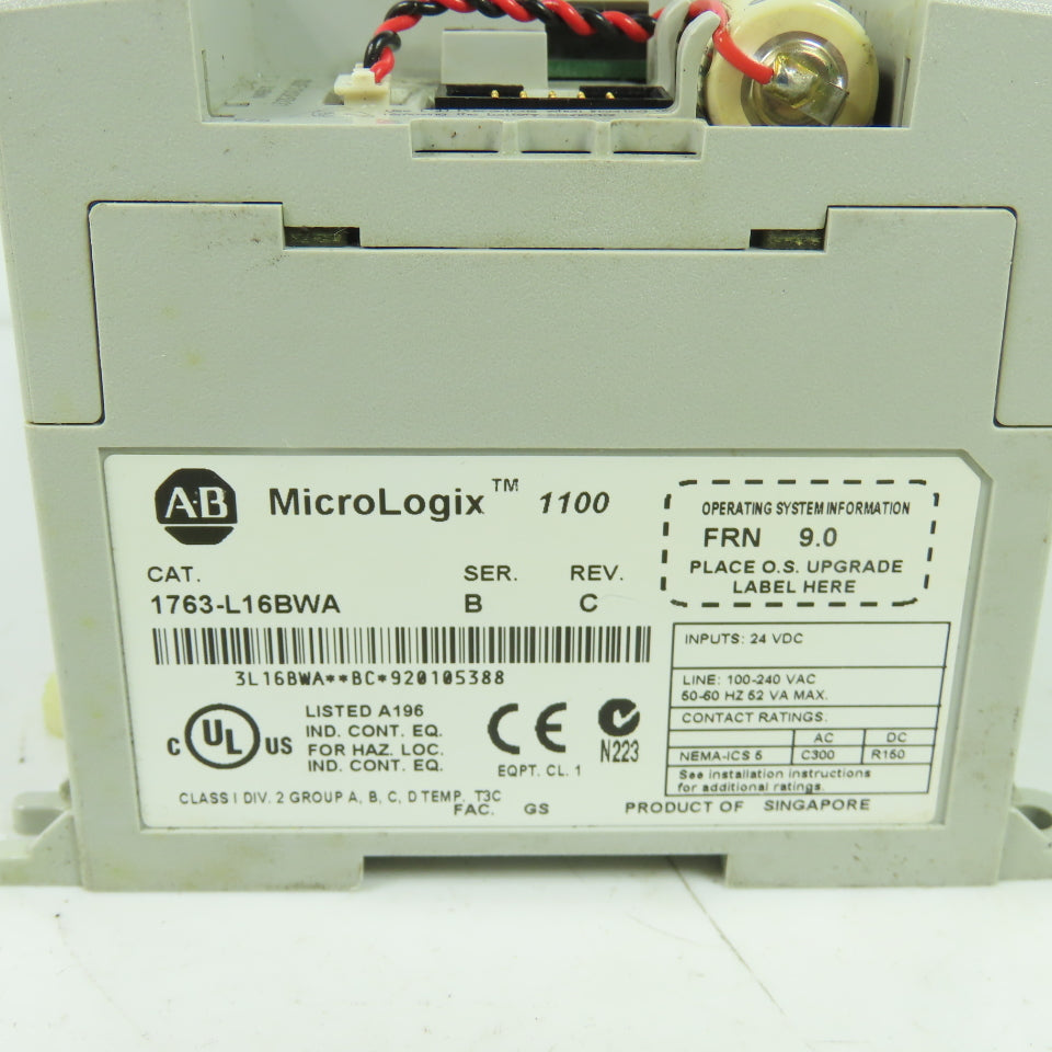 Allen-Bradley 1763-L16BWA Ser B Rev C MicroLogix 1100 PLC Controller FRN 9.0