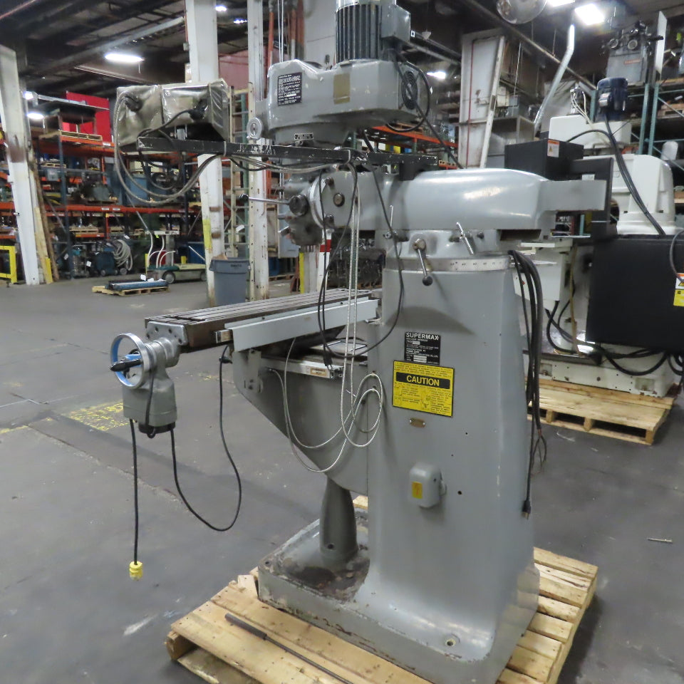 Supermax YCM-1-1/2V 42" x 9" Knee Mill 208-230/480V 3Ph 2Hp W/ DRO Power X-Axis