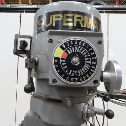 Supermax YCM-1-1/2V 42" x 9" Knee Mill 208-230/480V 3Ph 2Hp W/ DRO Power X-Axis