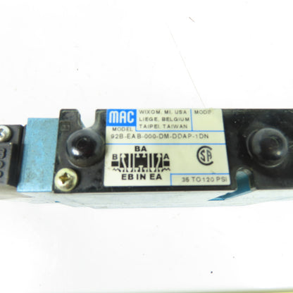 MAC 92B-EAB-000-DM-DDAP-1DN Solenoid Valve 24VDC 35-120 PSI