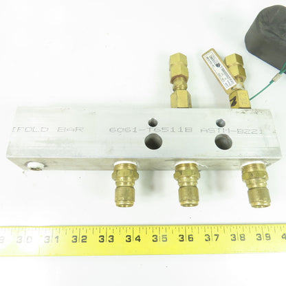 Cosmo LM-1EA-20-BR 6-Port Aluminum Manifold Bar W/ Brass Fittings