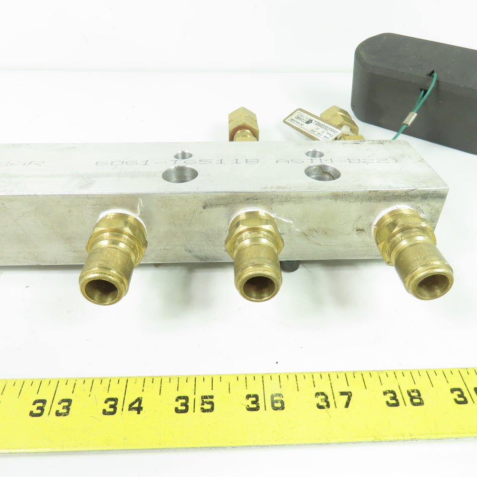 Cosmo LM-1EA-20-BR 6-Port Aluminum Manifold Bar W/ Brass Fittings