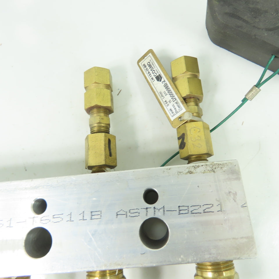 Cosmo LM-1EA-20-BR 6-Port Aluminum Manifold Bar W/ Brass Fittings