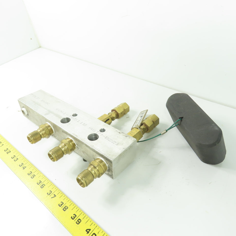 Cosmo LM-1EA-20-BR 6-Port Aluminum Manifold Bar W/ Brass Fittings