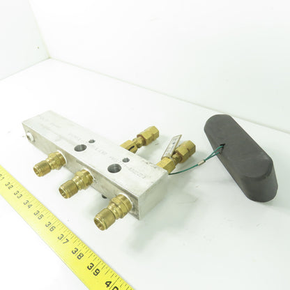 Cosmo LM-1EA-20-BR 6-Port Aluminum Manifold Bar W/ Brass Fittings