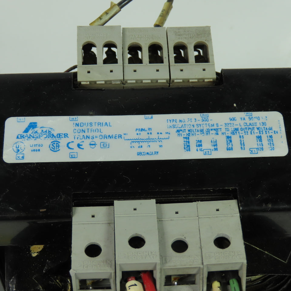 Acme FS3-500 500VA Control Transformer 1Ph 208-600V Pri 85-130V Sec