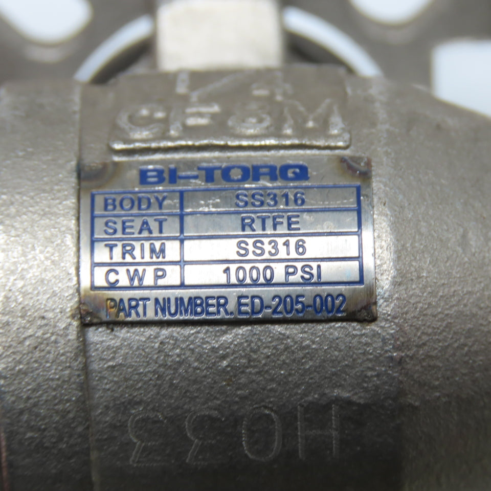 Bi-Torq ED-205-002 1/4" SS316 1000 PSI Ball Valve