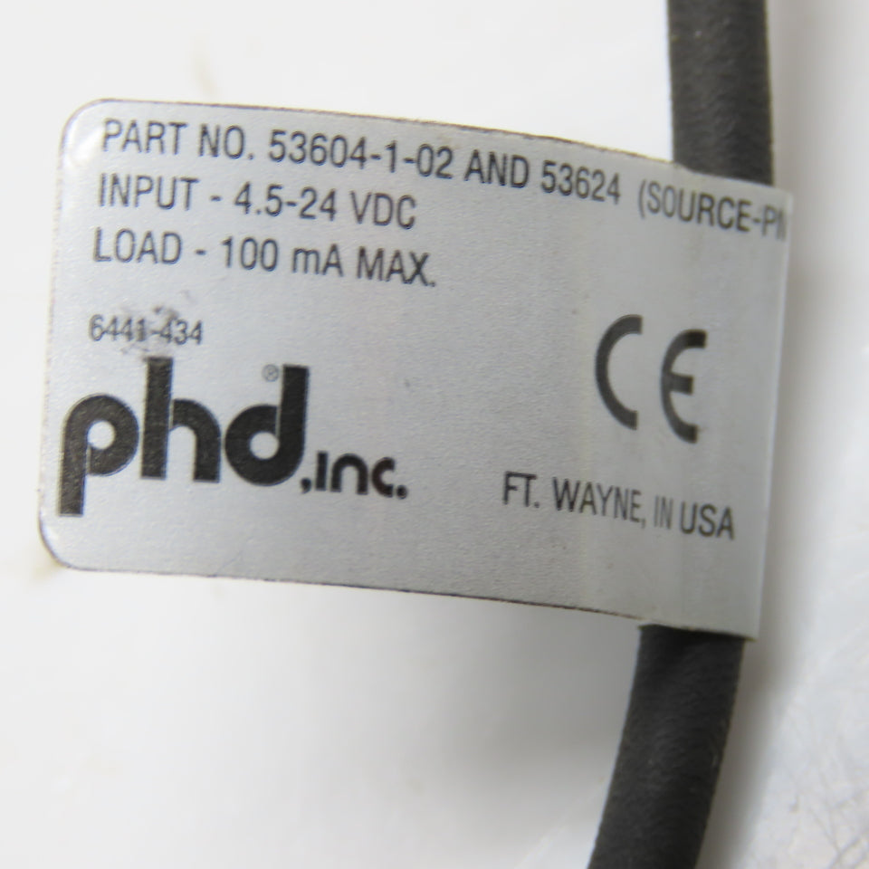 PHD 53624 53604-1-02 Magnetic Proximity Switch 4.5-24 VDC M8 3-Pin Connector