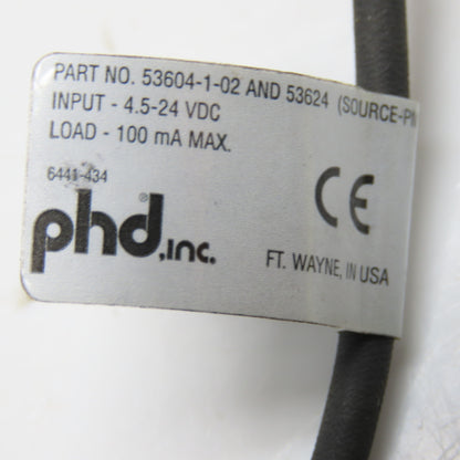 PHD 53624 53604-1-02 Magnetic Proximity Switch 4.5-24 VDC M8 3-Pin Connector