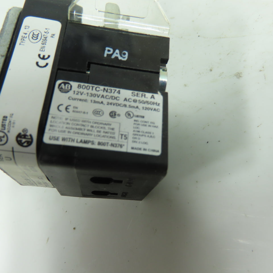 Allen-Bradley 800T-QBH2G Green Illuminated Push Button Type 4 13 Ser U 12-130V