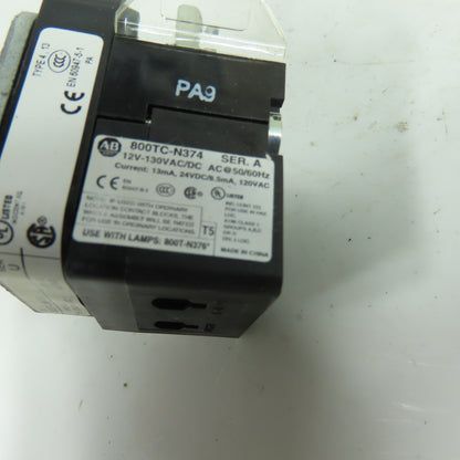 Allen-Bradley 800T-QBH2G Green Illuminated Push Button Type 4 13 Ser U 12-130V
