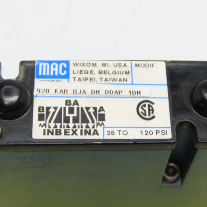 MAC 92B-KAB-BJA-DM-DDAP-1DM Solenoid Valve with Manifold Base 24VDC 120PSI