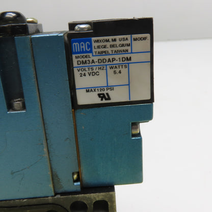 MAC 92B-KAB-BJA-DM-DDAP-1DM Solenoid Valve with Manifold Base 24VDC 120PSI