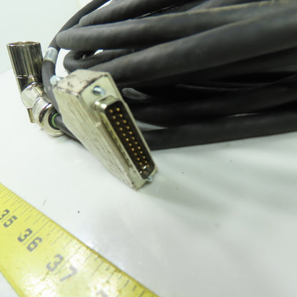 80129 AF09-00347-0001 A 19-Pin M23 Right Angle to 25-Pin D-Sub Cable Assy 50' L