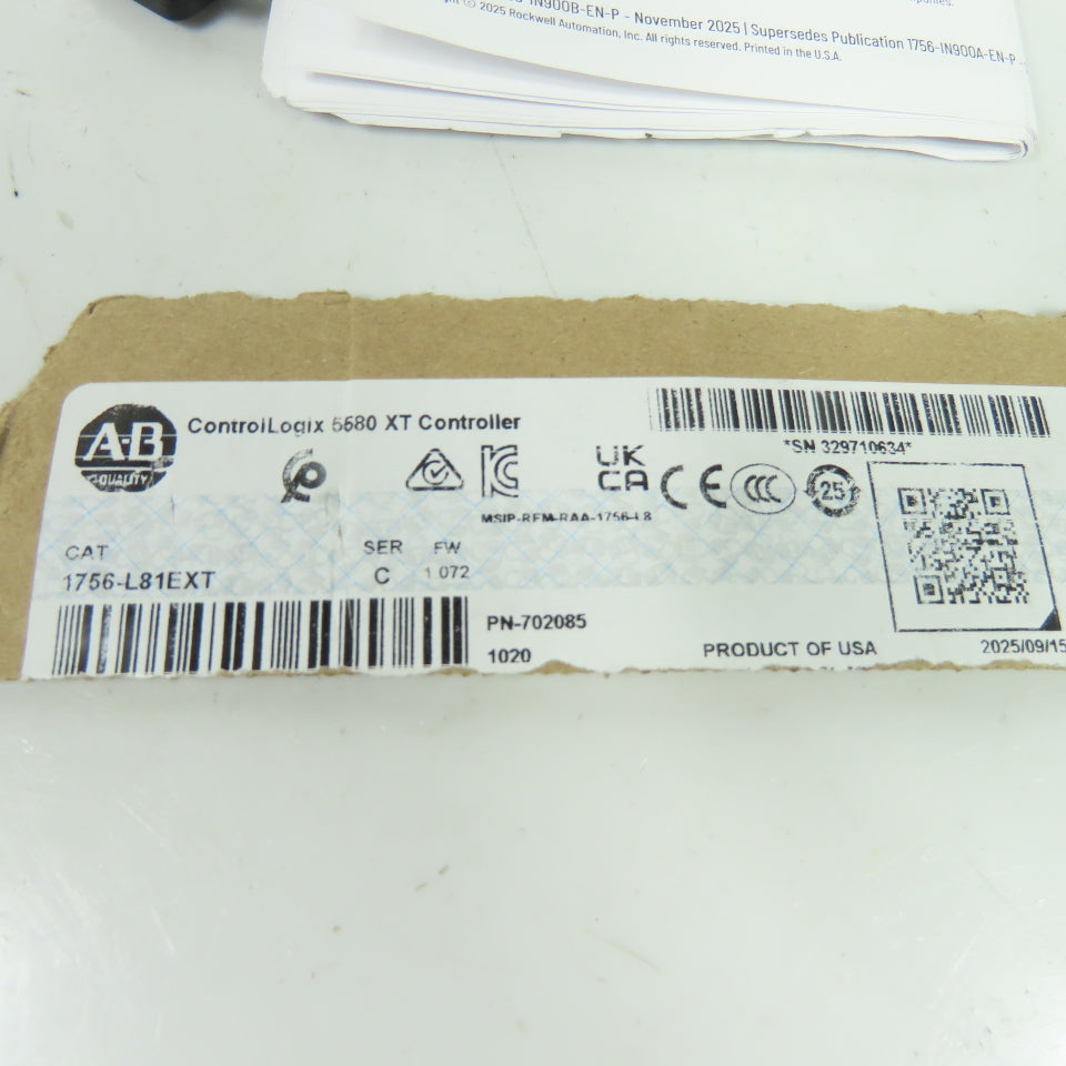Allen-Bradley 1756-L81EXT ControlLogix 5580 XT Controller Ser C FW 1.072 NEW