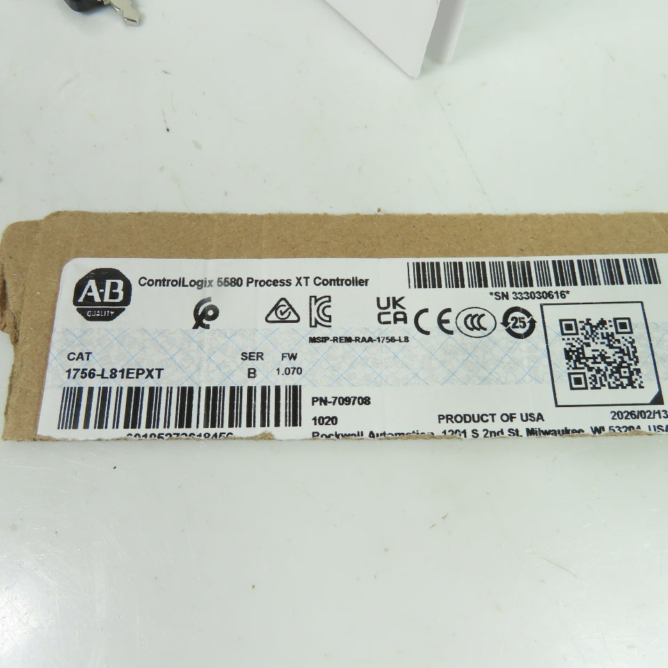 Allen-Bradley 1756-L81EPXT ControlLogix 5580 Process XT Controller SerB FW 1.070