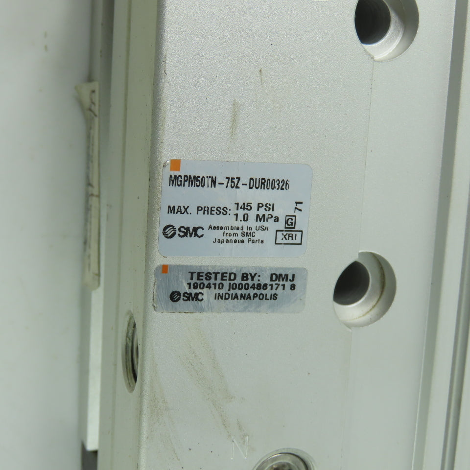 SMC MGPM50TN-75Z-DUR00326 Guided Actuator Pneumatic Air Cylinder 1.0 MPa 145 PSI