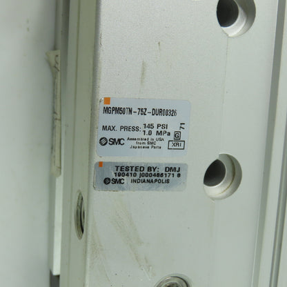 SMC MGPM50TN-75Z-DUR00326 Guided Actuator Pneumatic Air Cylinder 1.0 MPa 145 PSI