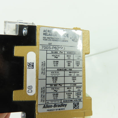 Allen-Bradley 700S-P620A1 Safety Control Relay Ser E 600V 10A