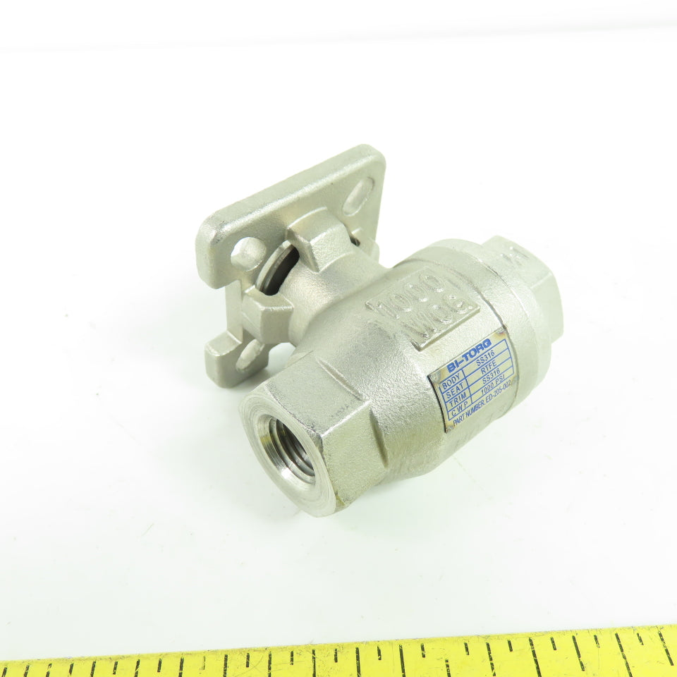 Bi-Torq ED-205-002 SS316 1000 WOG Ball Valve 1/4" FNPT ISO Mount NEW