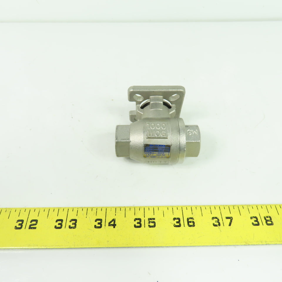 Bi-Torq ED-205-002 SS316 1000 WOG Ball Valve 1/4" FNPT ISO Mount NEW