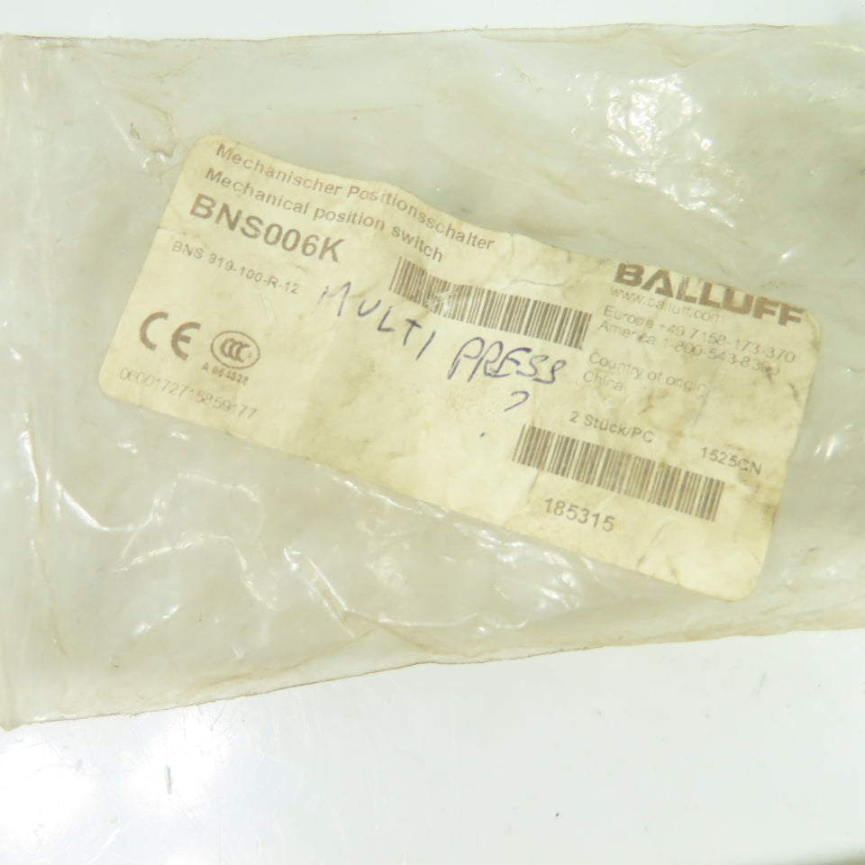 Balluff BNS006K BNS 819-100-R-12 Mechanical Position Switch NEW