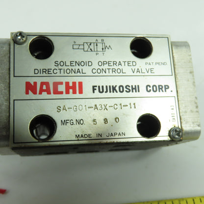 Nachi SA-G01-A3X-C1-11 Hydraulic Directional Control Valve 100V