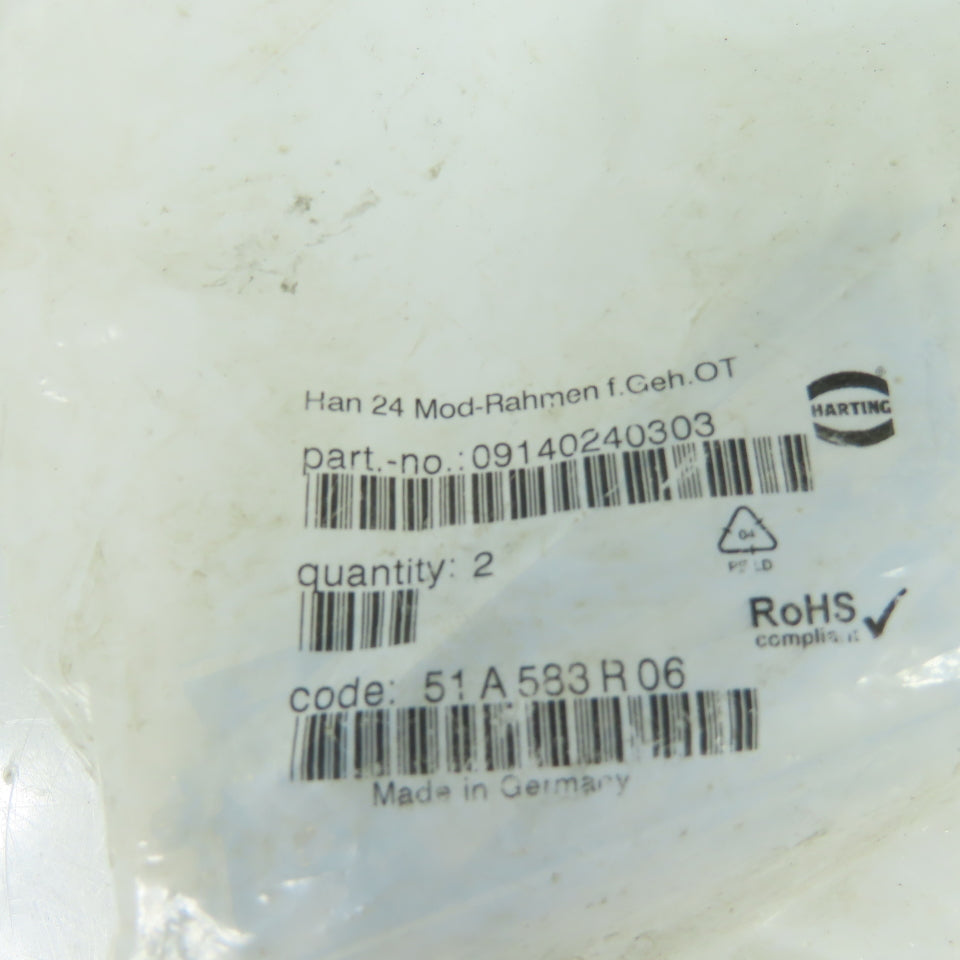 Harting 09140240303 Han 24 Mod-Rahmen Hinged Frames Lot of 2
