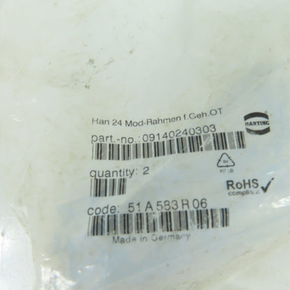 Harting 09140240303 Han 24 Mod-Rahmen Hinged Frames Lot of 2