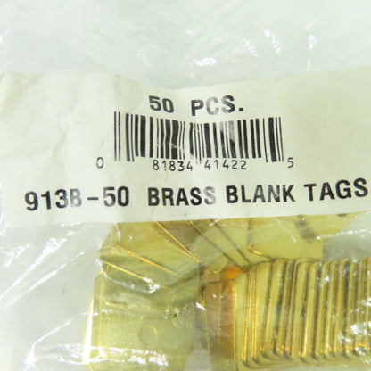 913B-50 Brass Blank Tags 1" x 1" NEW Lot Of 50