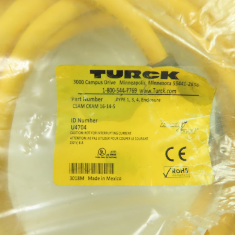 Turck CSAM CKAM 16-14-5 16-Pin Multi-Conductor Industrial Cordset 150V 6A U4704