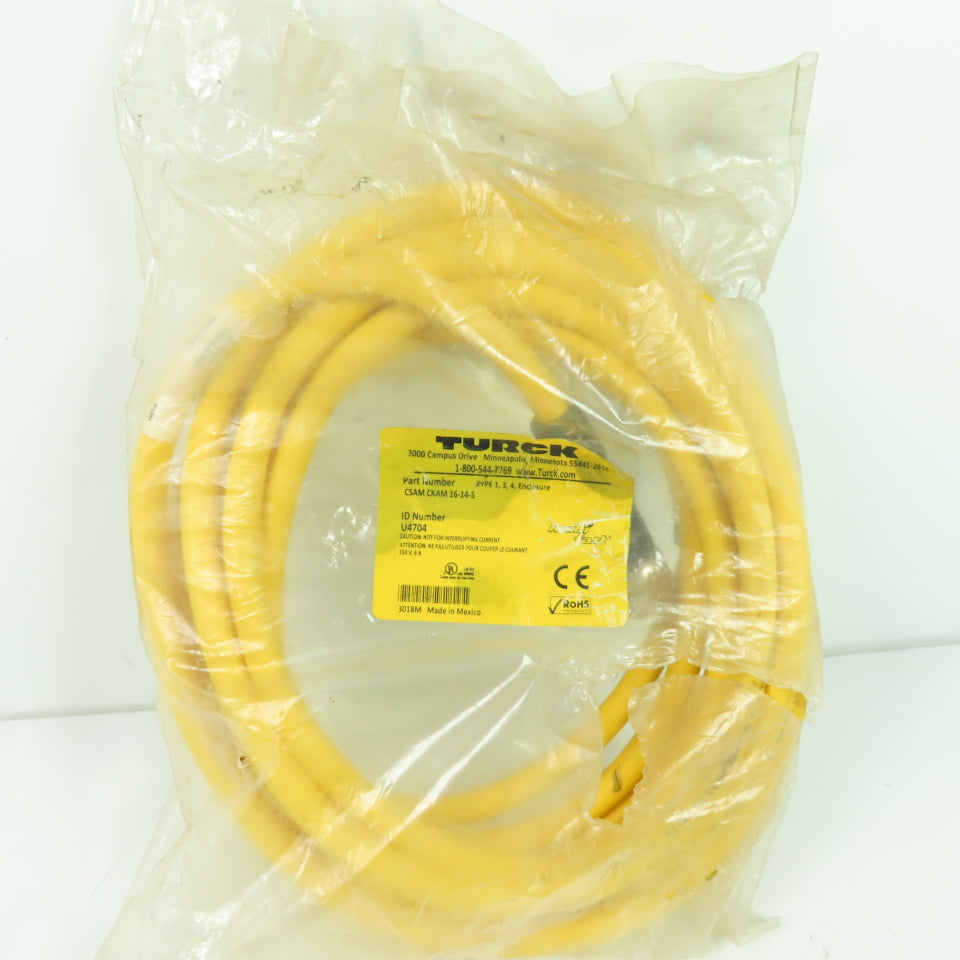 Turck CSAM CKAM 16-14-5 16-Pin Multi-Conductor Industrial Cordset 150V 6A U4704
