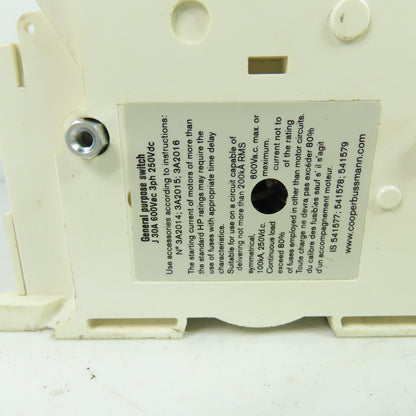 Bussmann RDF30J-3 30A 3-Pole Fusible Safety Disconnect Switch 600VAC 250VDC
