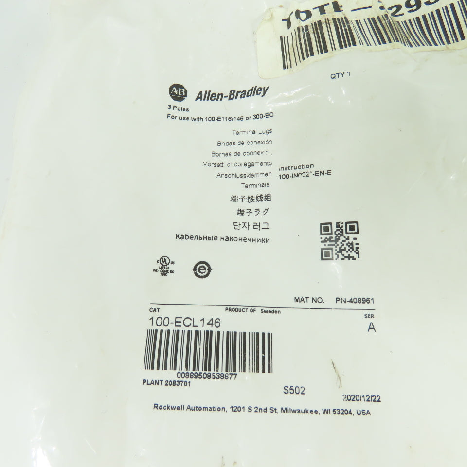 Allen-Bradley 100-ECL146 3-Pole Terminal Lugs for 100-E116/146 or 300-EO