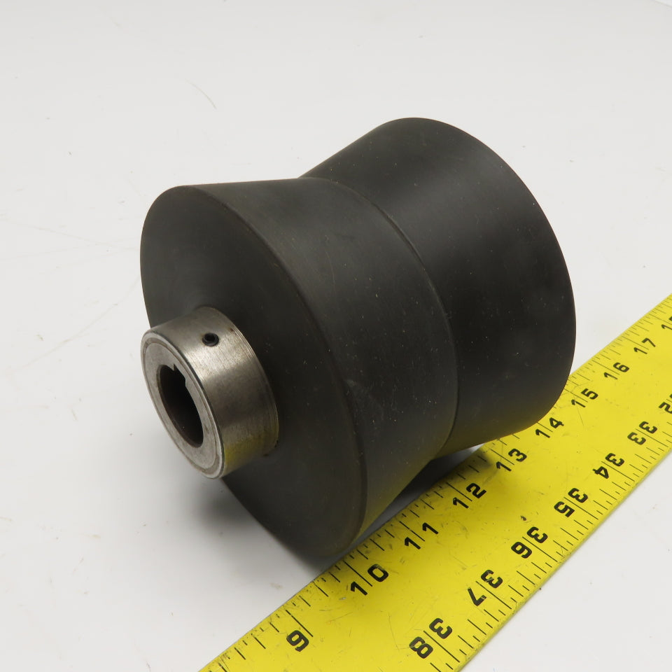 5" OD Concave Rubber Guide V Roller 1" Keyed Bore