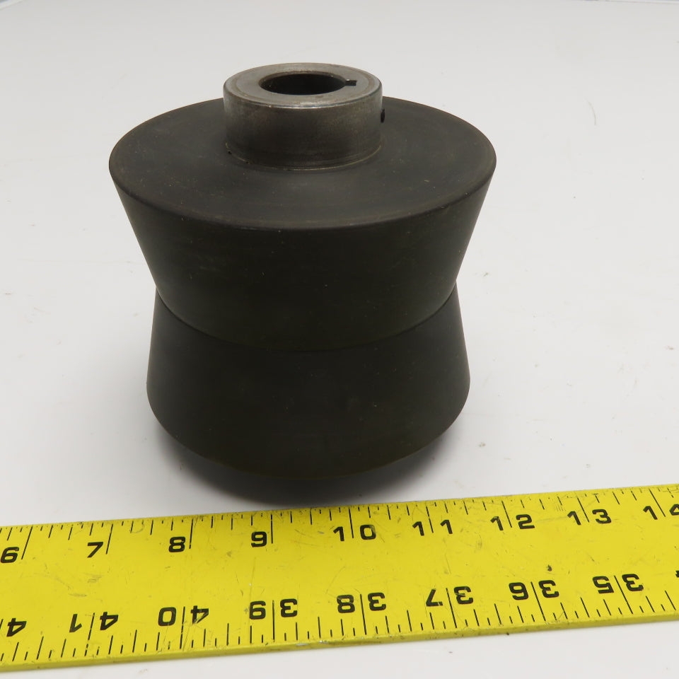 5" OD Concave Rubber Guide V Roller 1" Keyed Bore