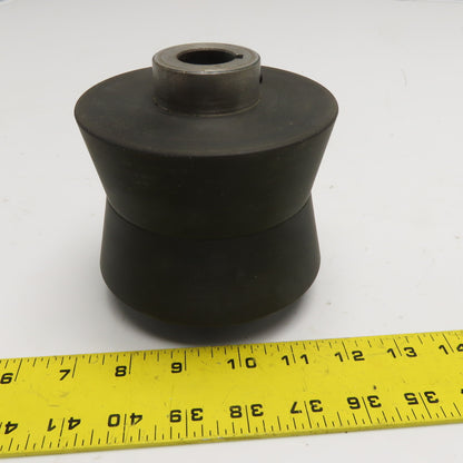 5" OD Concave Rubber Guide V Roller 1" Keyed Bore