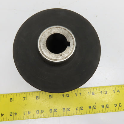5" OD Concave Rubber Guide V Roller 1" Keyed Bore